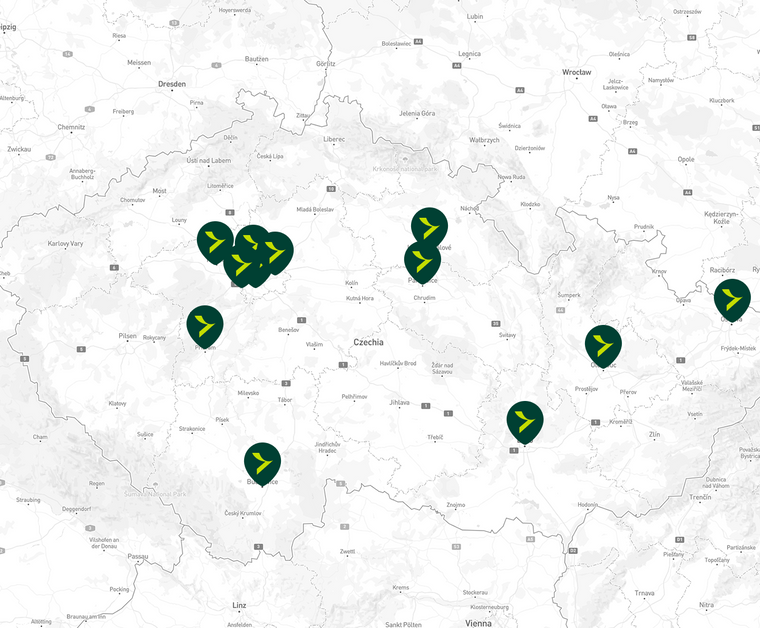 Mapa poboček Direct Auto