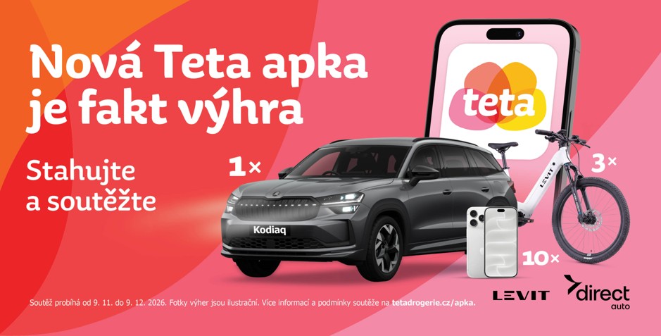 Nová Teta apka je fakt výhra – stahujte a soutěžte o Škodu Kodiaq, elektrokola a iPhony